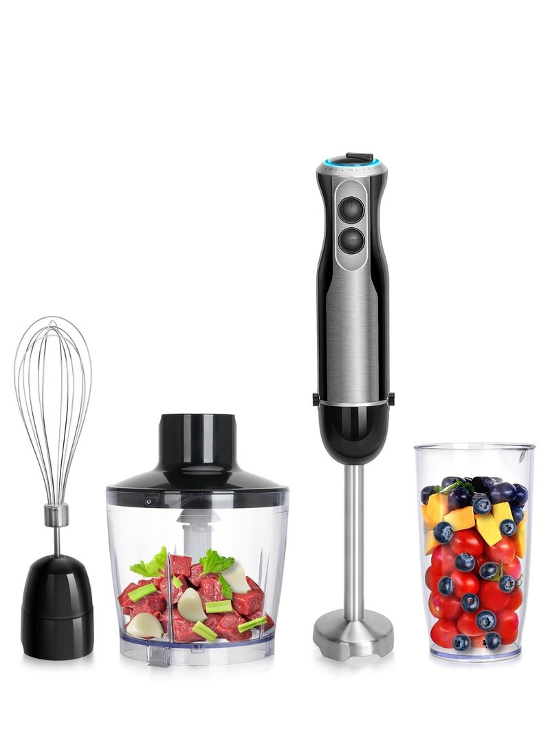 NIUB 1000W Electric Hand Blender,  4 in 1 Stick Blender Meat Grinder Set with 4 Stainless Steel Blades, Handheld Blender with 20 Adjustable Speeds, Meat Grinder includes Whisk, Measuring Mug, Chopper - Image 1
